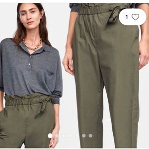 Zara olive Green Paperbag Waist, Straight leg, medium